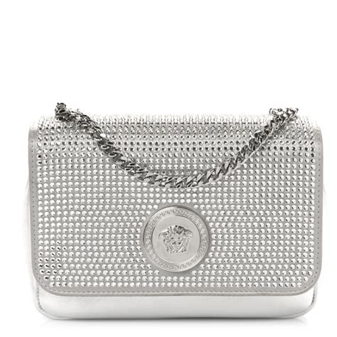 versace palazzo chain bag|VERSACE Palazzo Crystal Chain Evening Bag Silver.